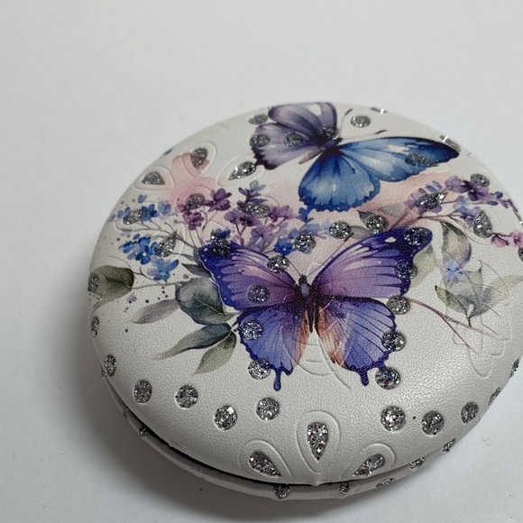 Other - 5/$15 Butterfly Compact Mirror - Purple & Blue Floral Design